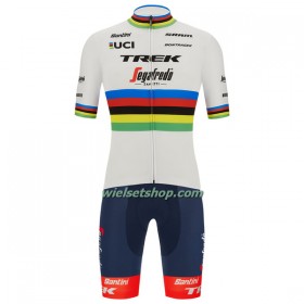 Fietskleding (Fietsshirt + Korte Koersbroek) 2022 Trek-Segafredo Wereld Kampioenschap - Veelkleurig Wit